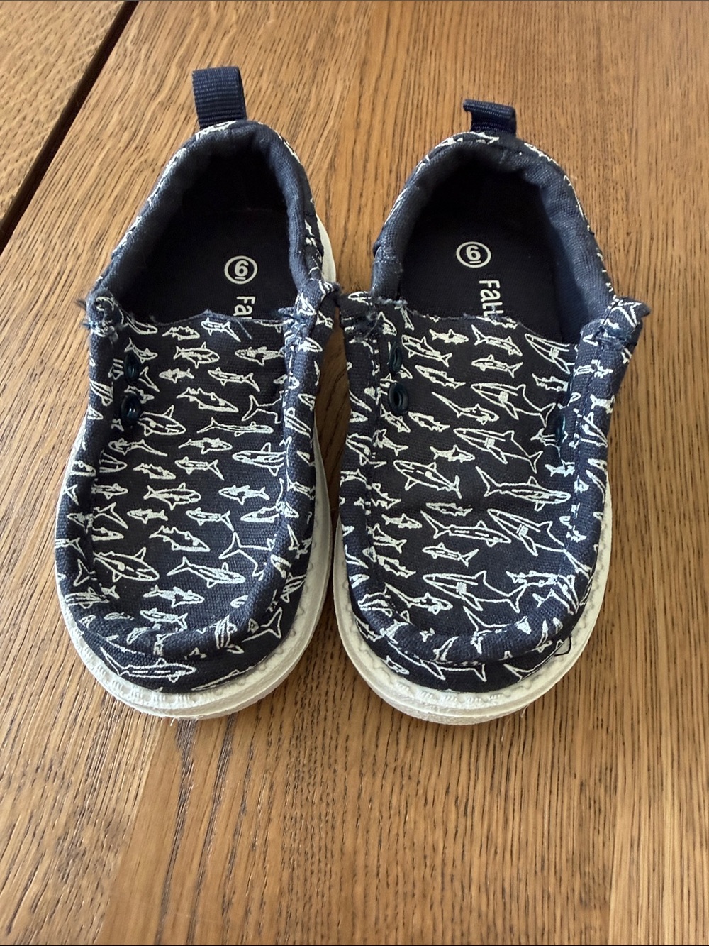 Falls Creek Navy Shark Print Slip-On Sneakers for Kids